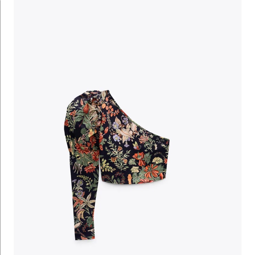 Zara printed asymmetrical top